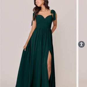 Chiffon Bridesmaid Dress in Emerald Green